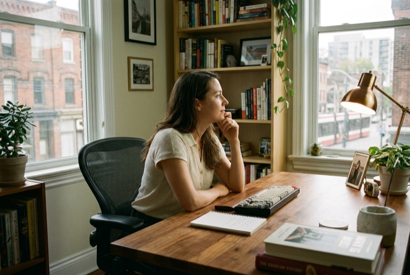 A software developer working from a quiet home office